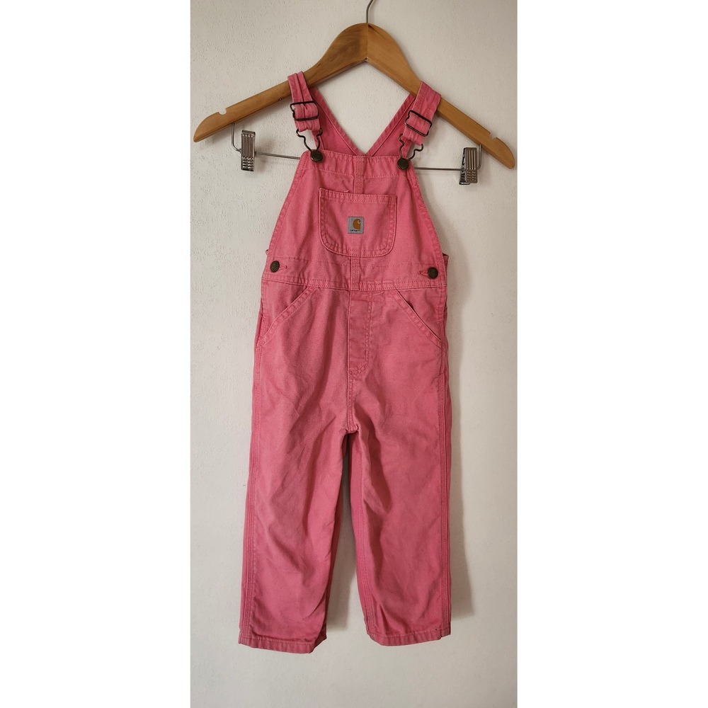 Carhartt Kids Pink Canvas Bib Overalls Girls 3T Workwear Pants